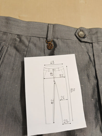 Pantalone anni '90 in pura seta shantung, nuovo fondo magazzino - tg. 50