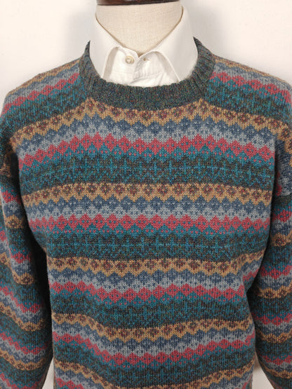 Maglione scozzese tipo Fair Isle in 100% lana shetland - L/XL