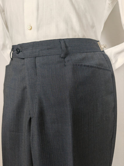 Completo 3 pezzi anni '90 in fresco lana blu gessato - tg. 50