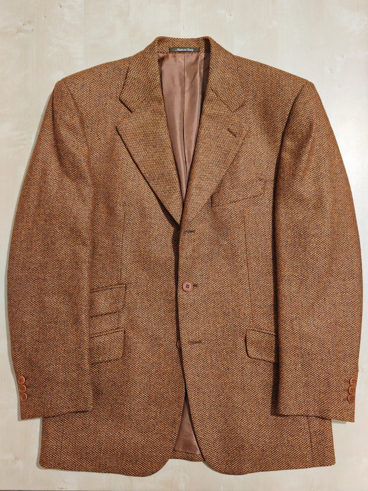 Giacca Yves Saint Laurent in tweed scozzese Crombie color tabacco - tg. 48