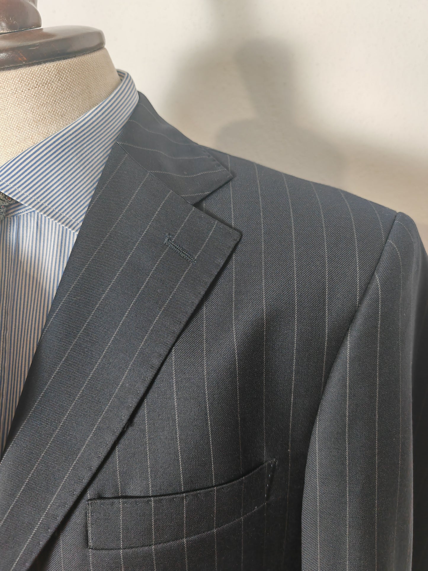 Completo in twill di lana blu gessato - tg. 50/52