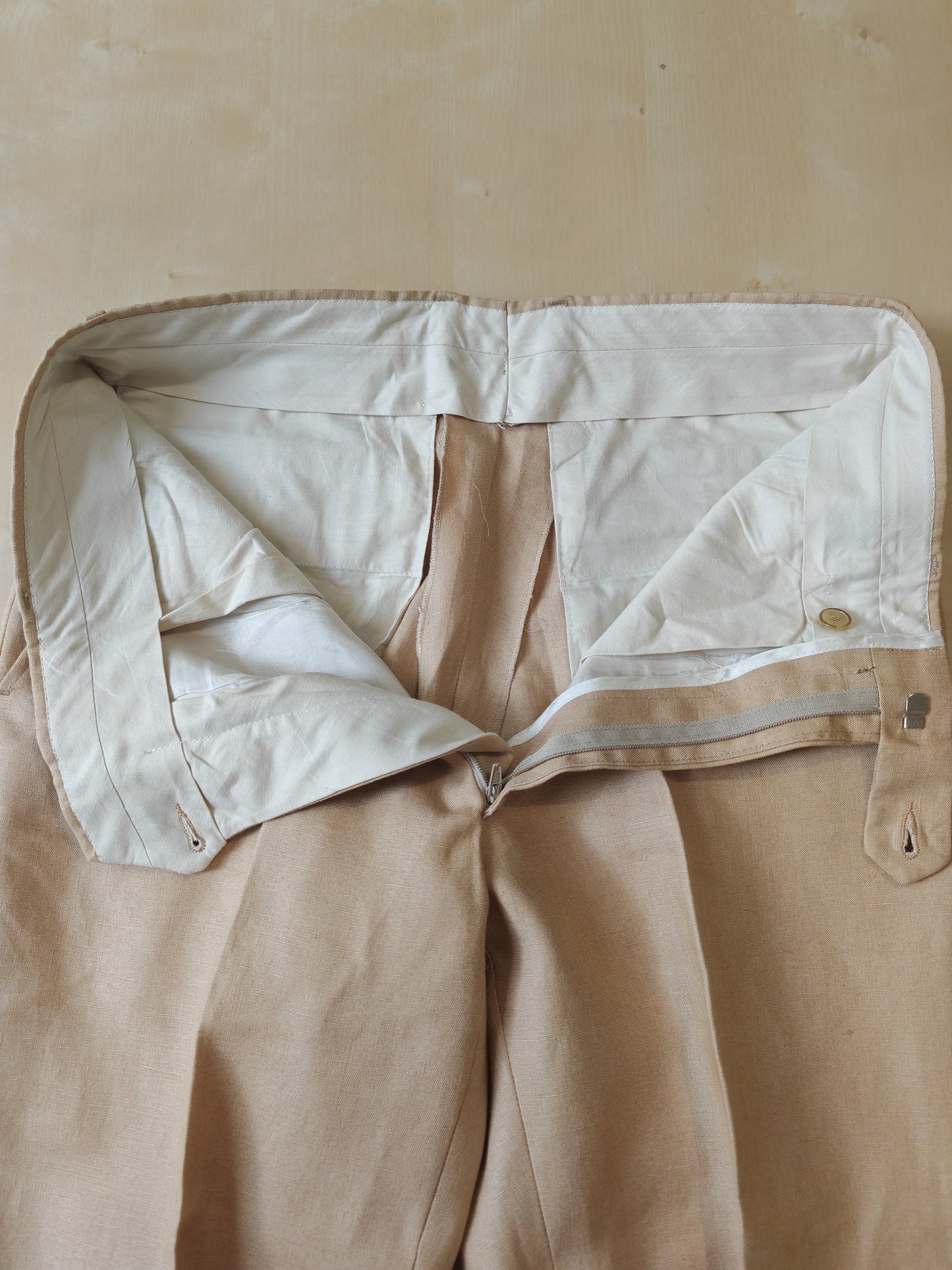 Completo anni '90 in puro lino irlandese beige - tg. 46/48