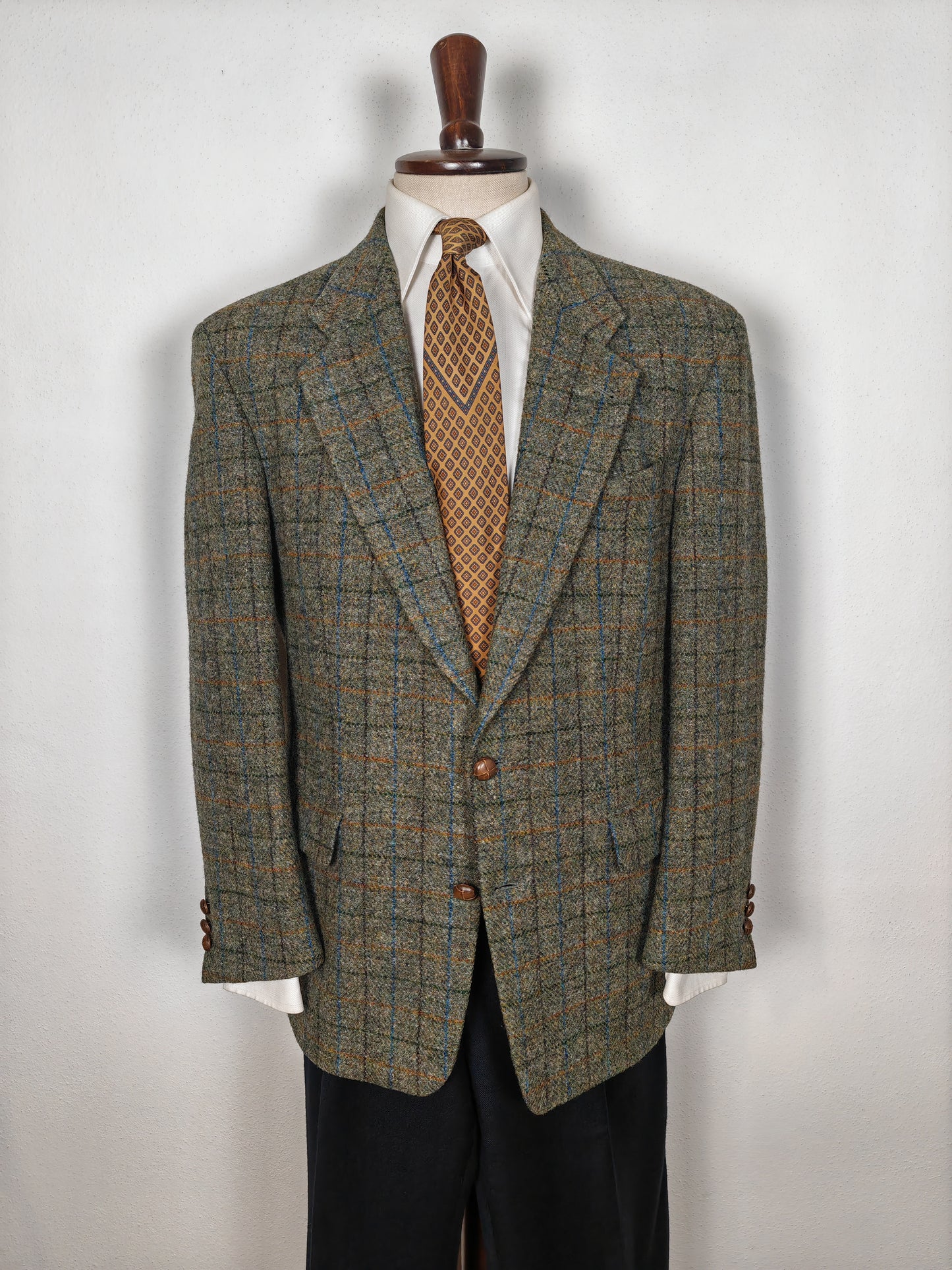 Giacca anni '80 in Harris Tweed finestrato - tg. 52/54