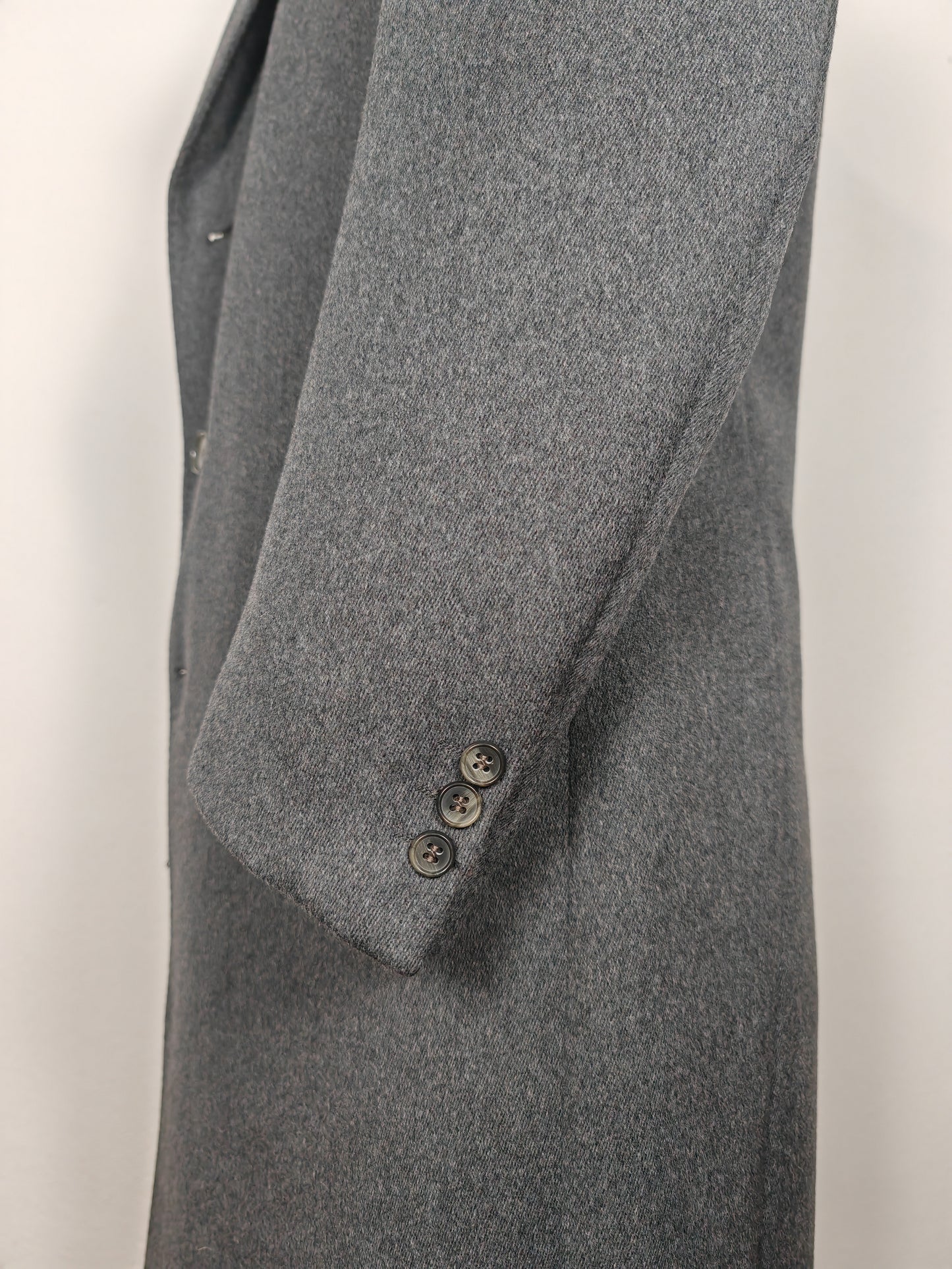 Cappotto anni '70 grigio fumo in twill di lana - tg. 46/48