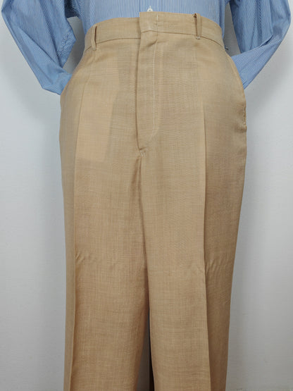 Pantalone anni '70 in tela misto lana beige - tg. 50
