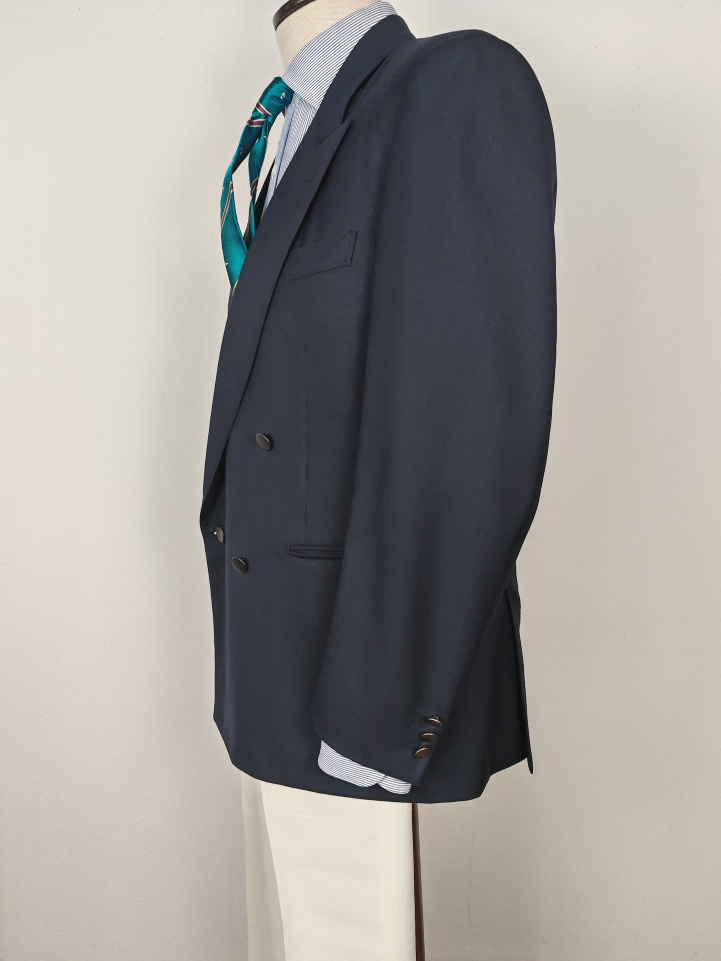 Blazer navy doppiopetto in twill pettinato - tg. 48