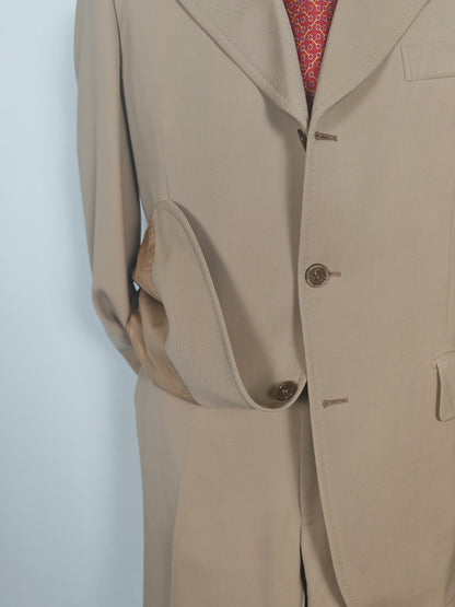 Completo anni '70 in twill di lana beige - tg. 50/52