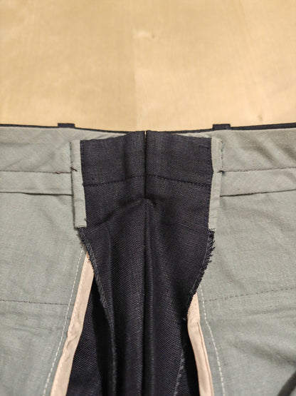 Completo doppiopetto sartoriale anni '70 in puro lino blu - tg. 46