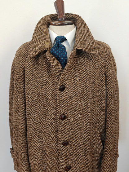 Cappotto anni '70 in tweed spigato, lunghezza tre quarti - tg. 48-50