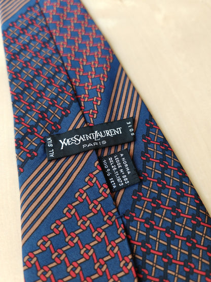 Cravatta Yves Saint Laurent anni '70 pala 11,5 cm