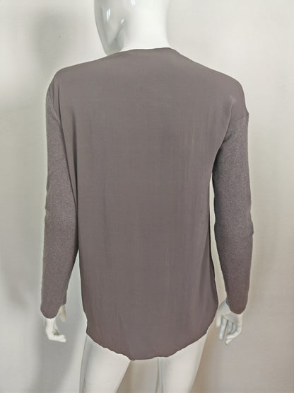 Blusa Brunello Cucinelli in seta con maniche in cashmere - S/M