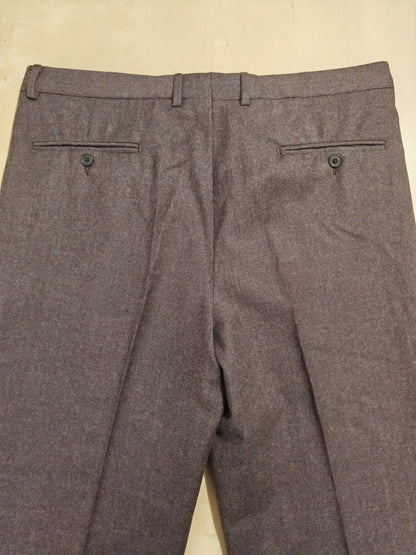 Pantalone De Paz in flanella marrone con risvolto - tg. 50/52 corta