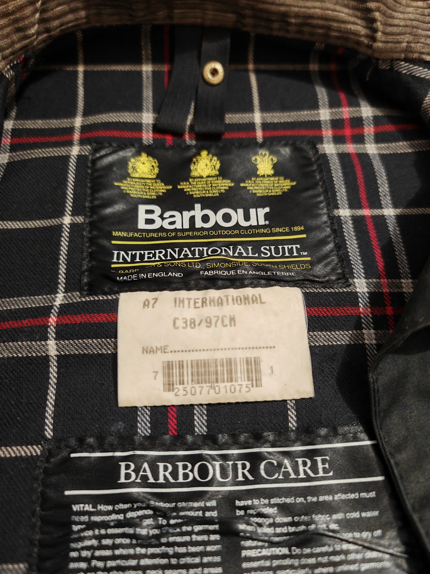 Barbour International 1995 nero, con imbottitura - C38/97 cm