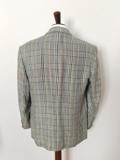 Summer checked jacket in 100% Irish linen, size 54 ITA