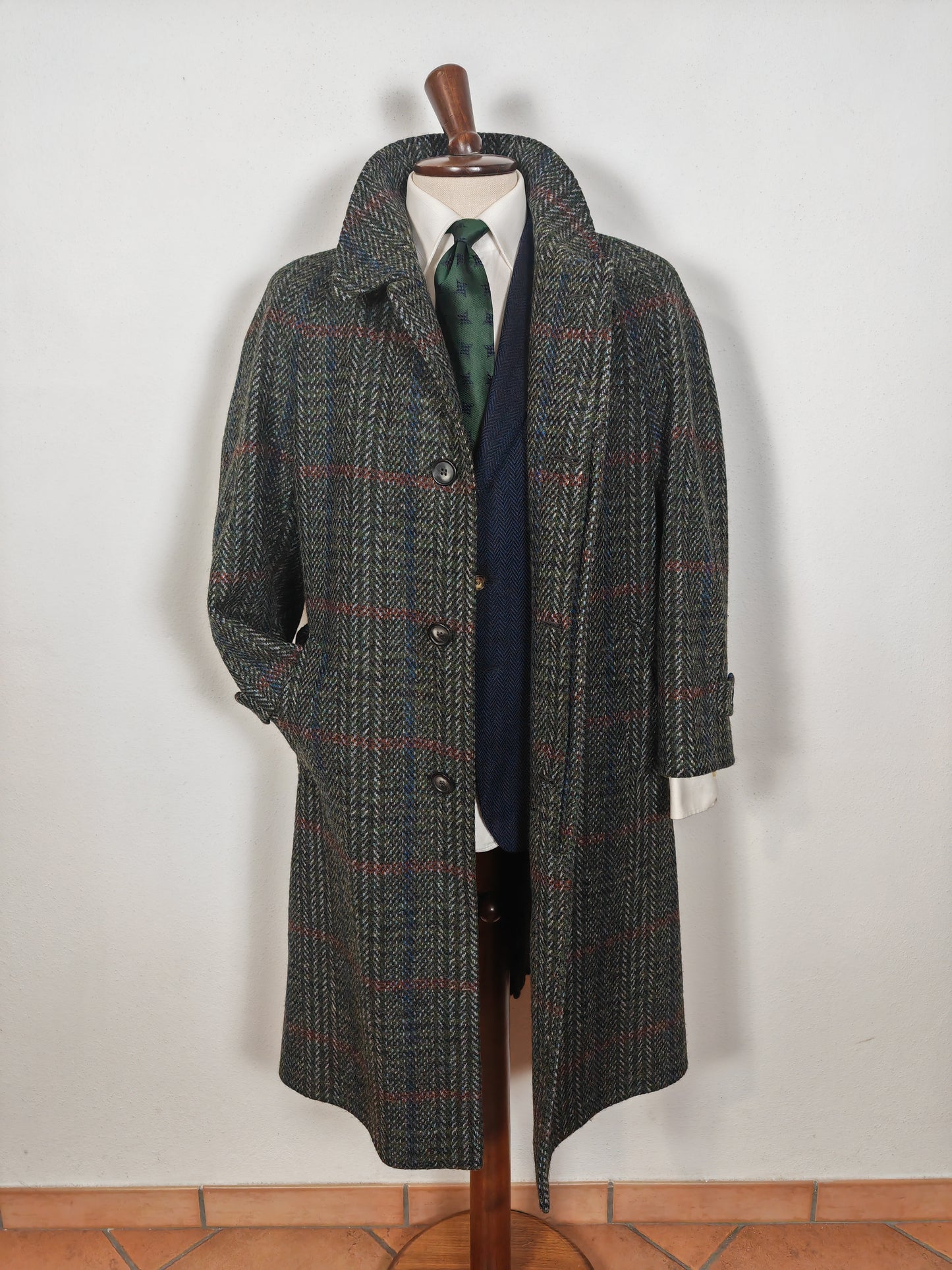 Cappotto raglan anni '80 in tweed scozzese Kynoch - tg. 48-52