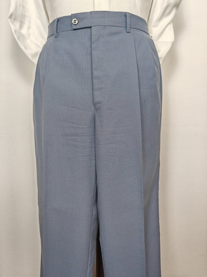 Completo anni '70 in tela di lana azzurro carta da zucchero - tg. 50