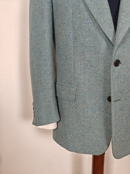 Giacca anni '80/'90 in tweed azzurro-verde acquamarina - tg. 52/54