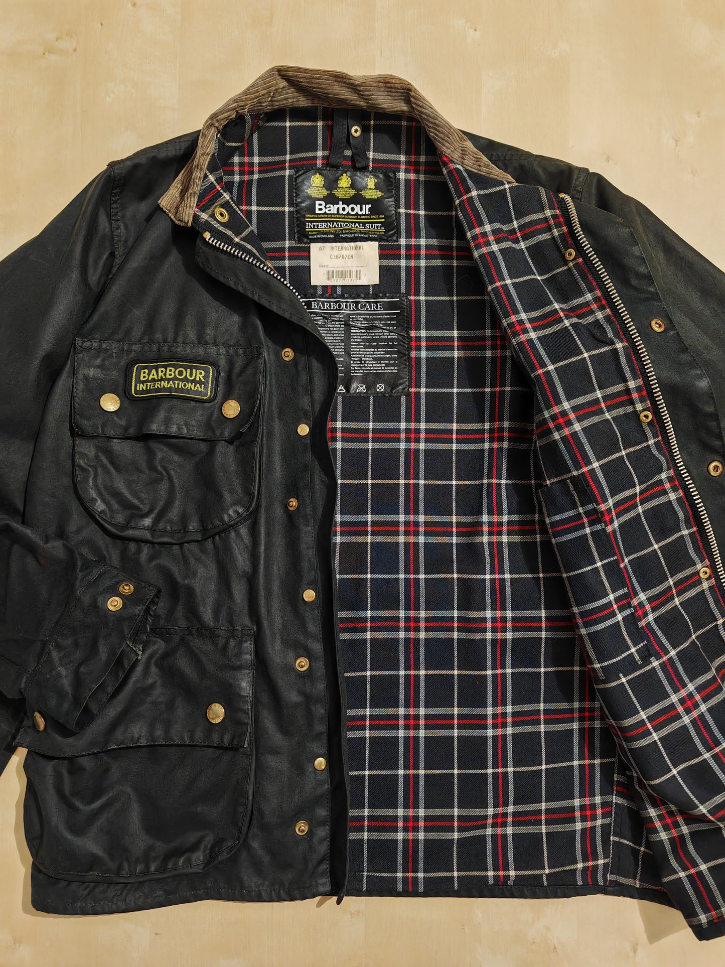 Barbour International 1995 nero, con imbottitura - C38/97 cm