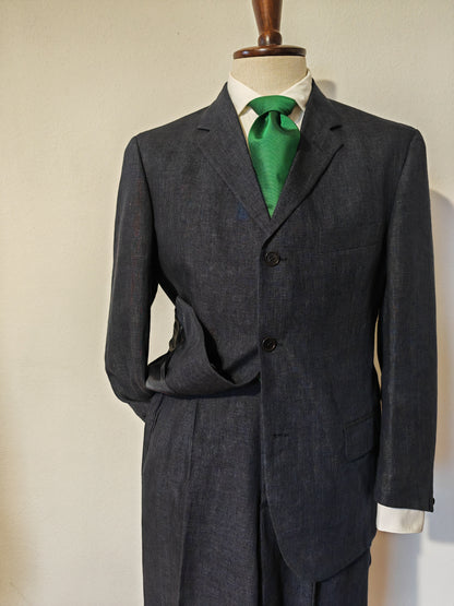 Blue suit, 100% linen - size 48