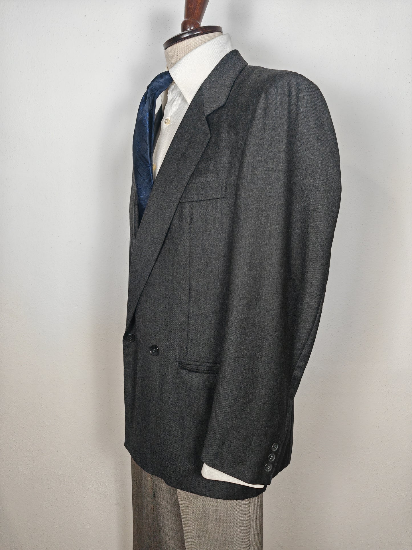 Giacca doppiopetto 2×1 in flanella grigia (full canvas) - tg. 50
