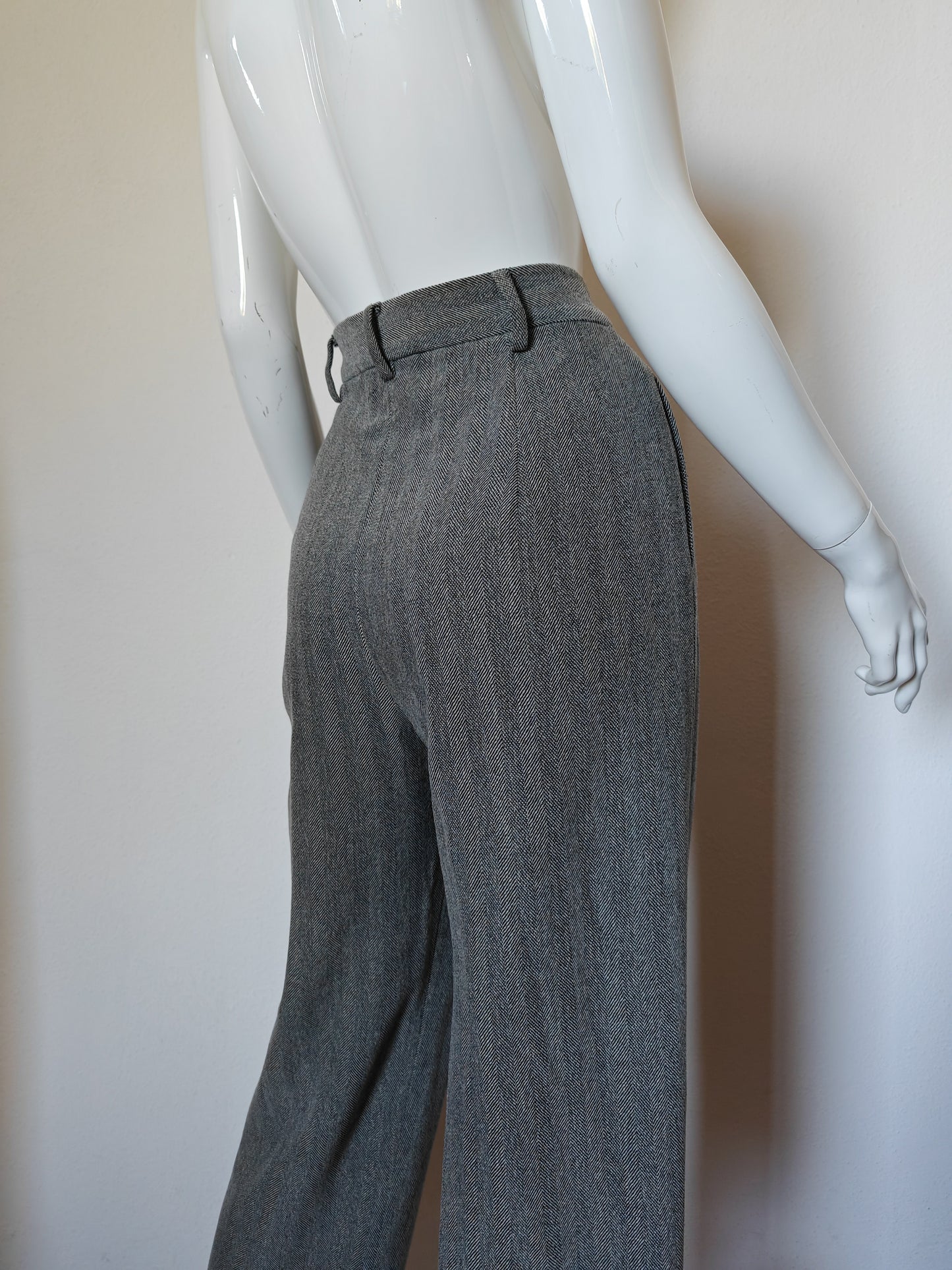 Pantalone Max Mara grigio spinato in misto lana - tg. 44/46