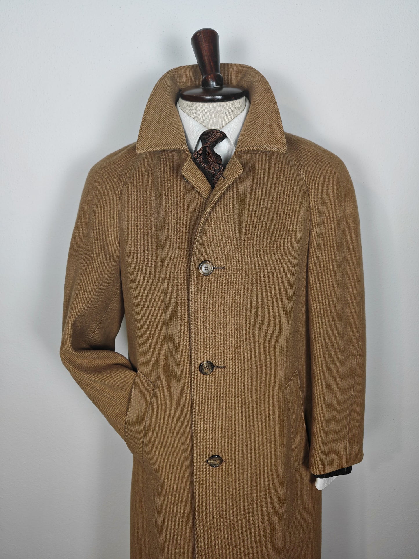 Cappotto raglan anni '70 in misto lana e cammello - tg. 46