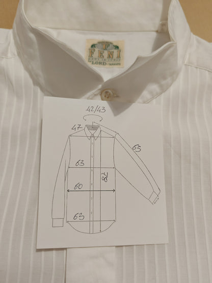 Camicia da smoking vintage collo diplomatico e sparato plissettato - tg. L/XL, collo 42/43