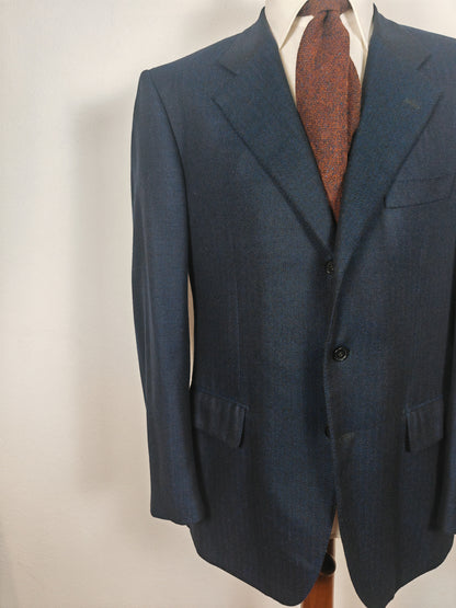 Giacca semi-sartoriale in puro cashmere spigato, tessuto Ermenegildo Zegna - tg. 56