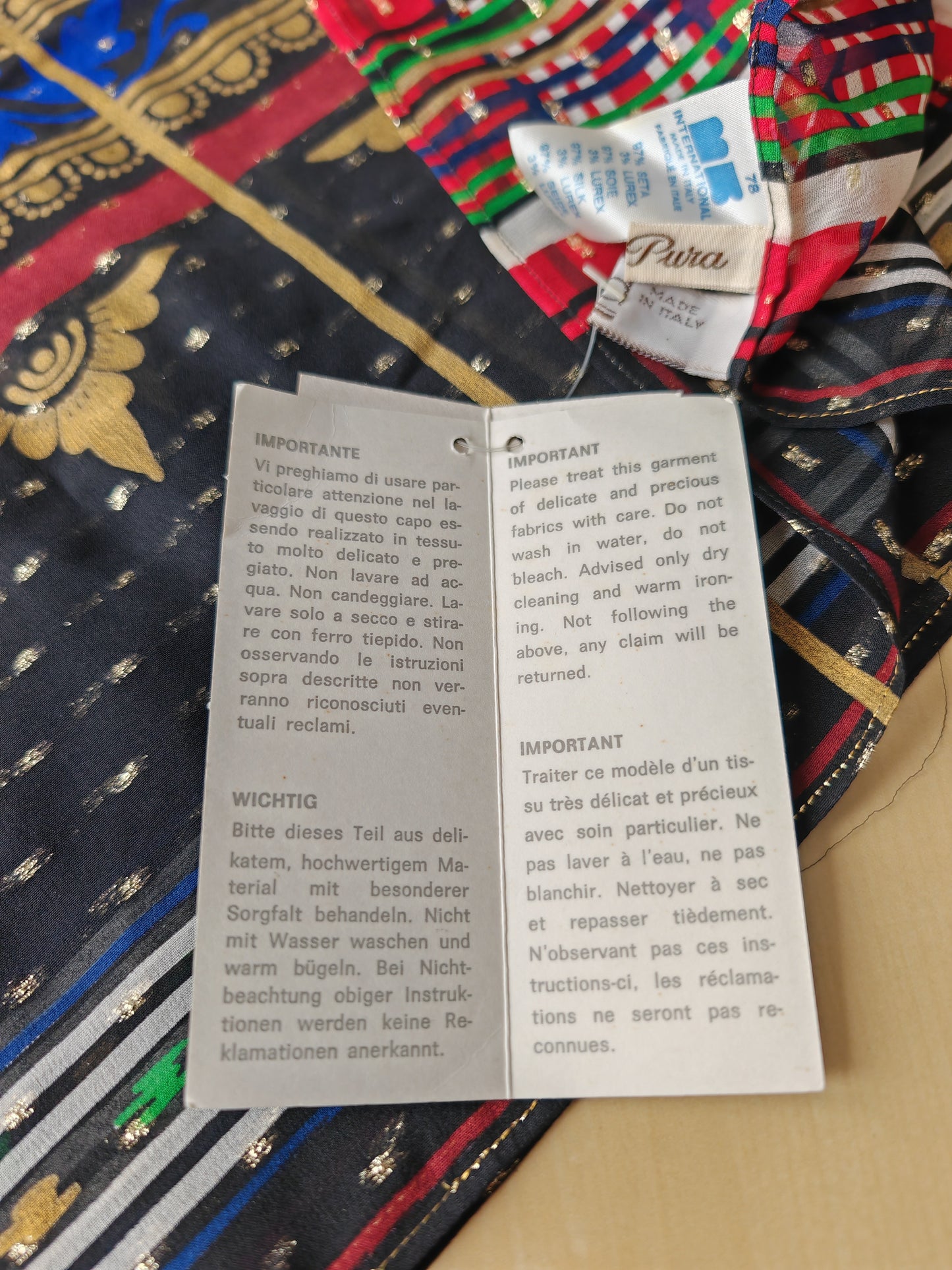 Pareo/pashmina in georgette di seta La Perla Mare anni '80 NOS