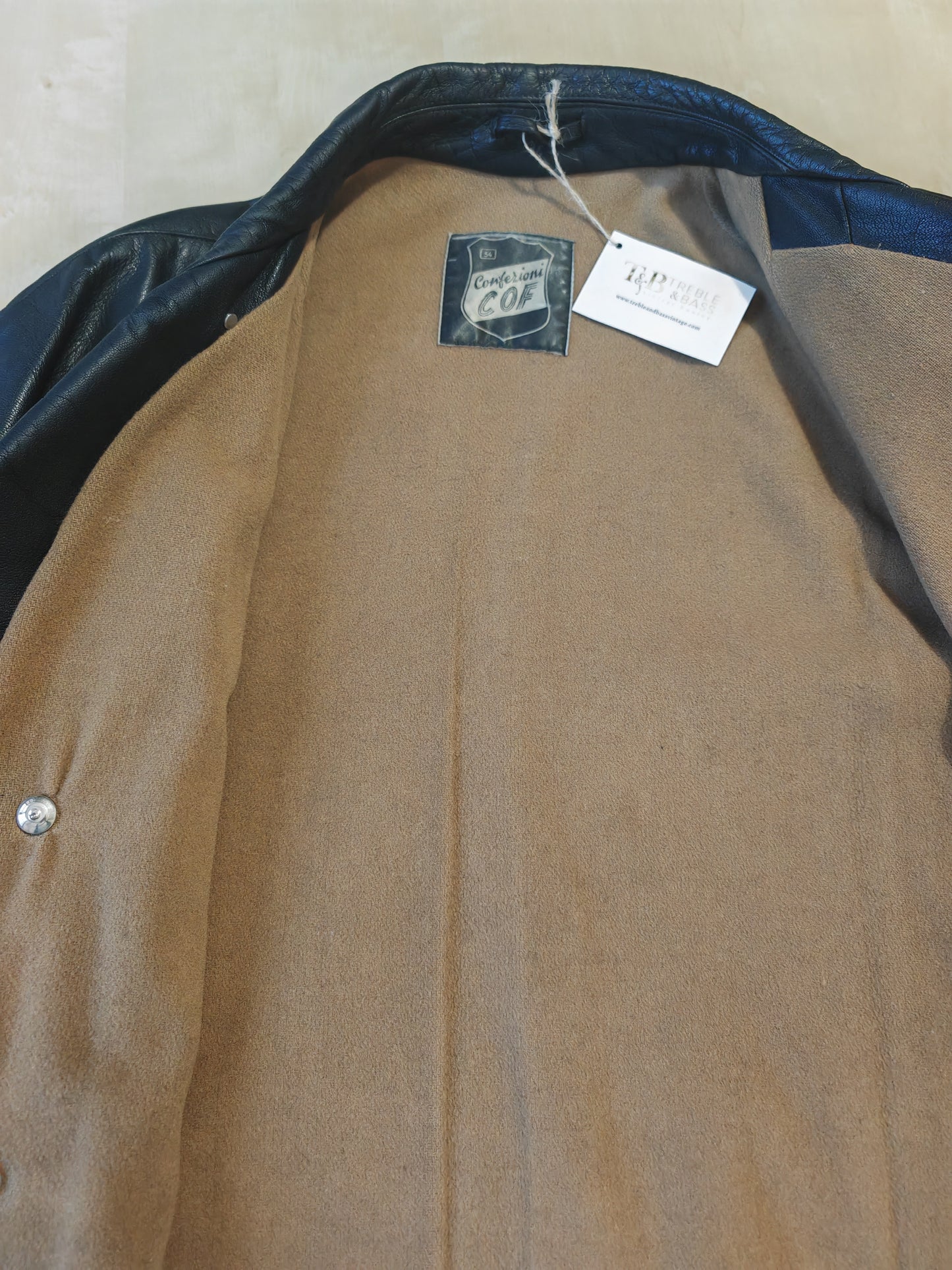 Giacca in pelle doppiopetto anni '50/'60 stile biker/militare - tg. 46-50