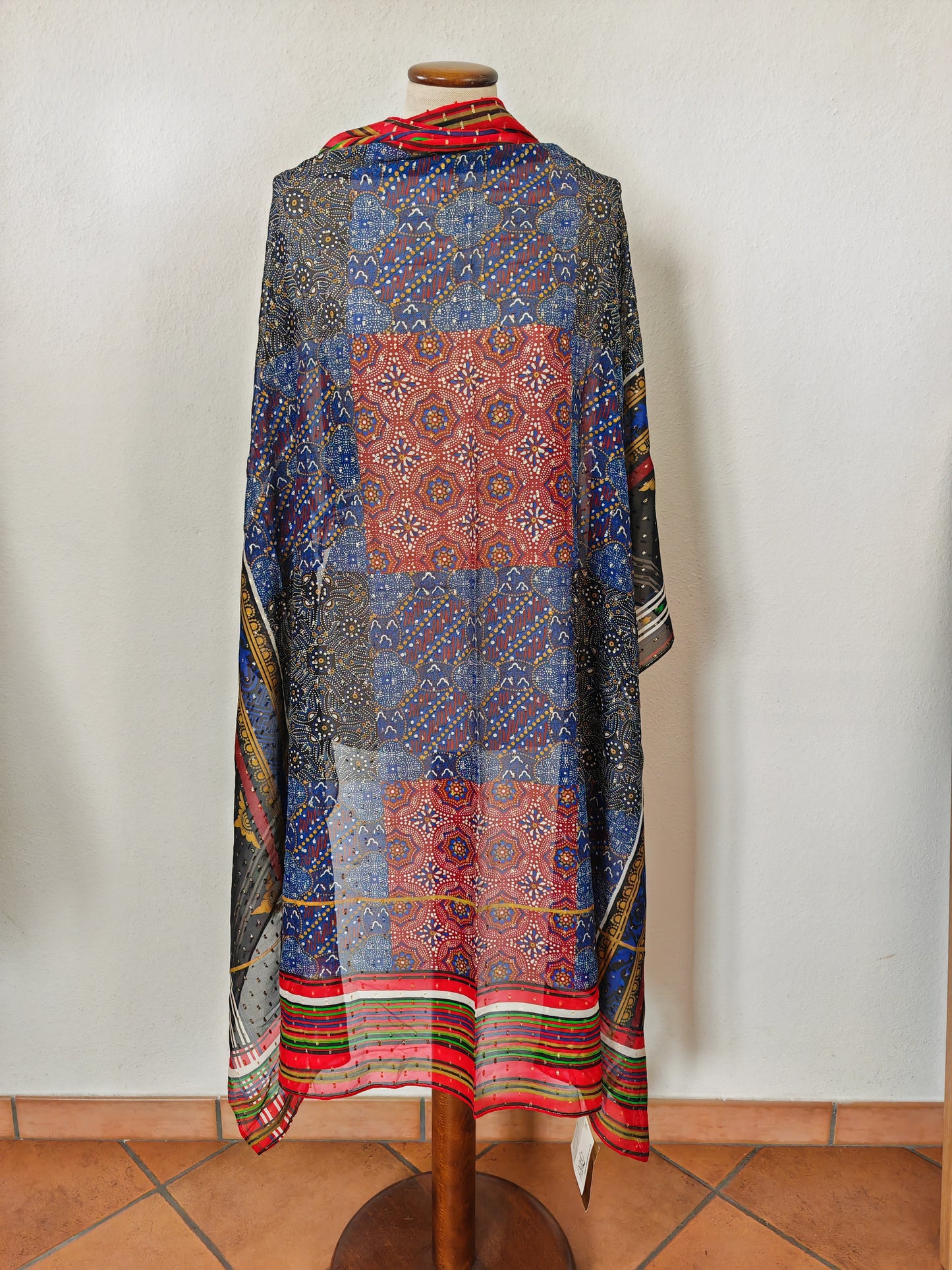 Pareo/pashmina in georgette di seta La Perla Mare anni '80 NOS