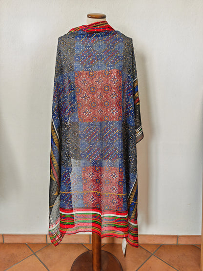 Pareo/pashmina in georgette di seta La Perla Mare anni '80 NOS