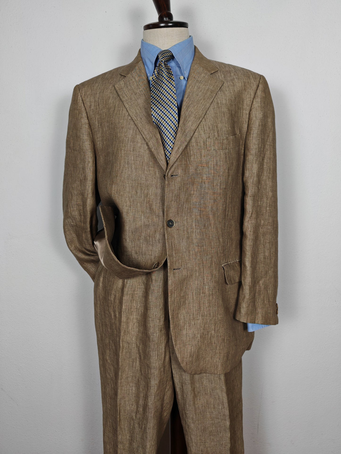 Completo in puro lino color corda - tg. 54