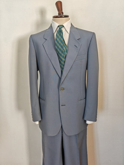 Completo anni '70 in tela di lana azzurro carta da zucchero - tg. 50