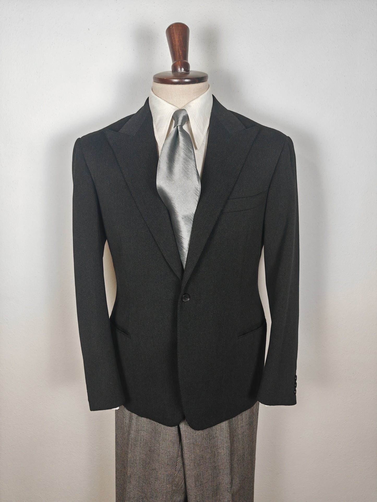 Giacca sartoriale anni '50/'60 in flanella grigio antracite - tg. 46