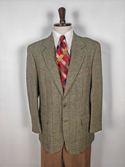 Giacca anni '80 in tweed cachi finestrato - tg. 50