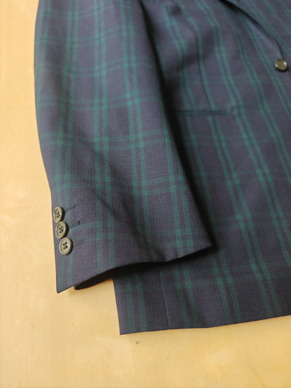 Giacca Corneliani anni '80 in fresco lana tartan black watch - tg 46/48