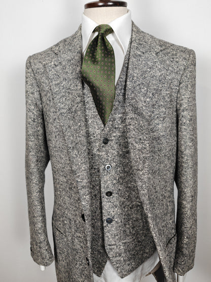 Giacca + panciotto sartoriali anni '60 in tweed sale e pepe - tg. 54 lunga