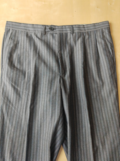 Completo anni '70/'80 tessuto Marzotto grigio a righe fresco lana - tg. 54/56