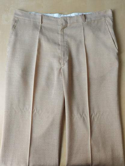 Pantalone anni '70 in tela misto lana beige - tg. 50