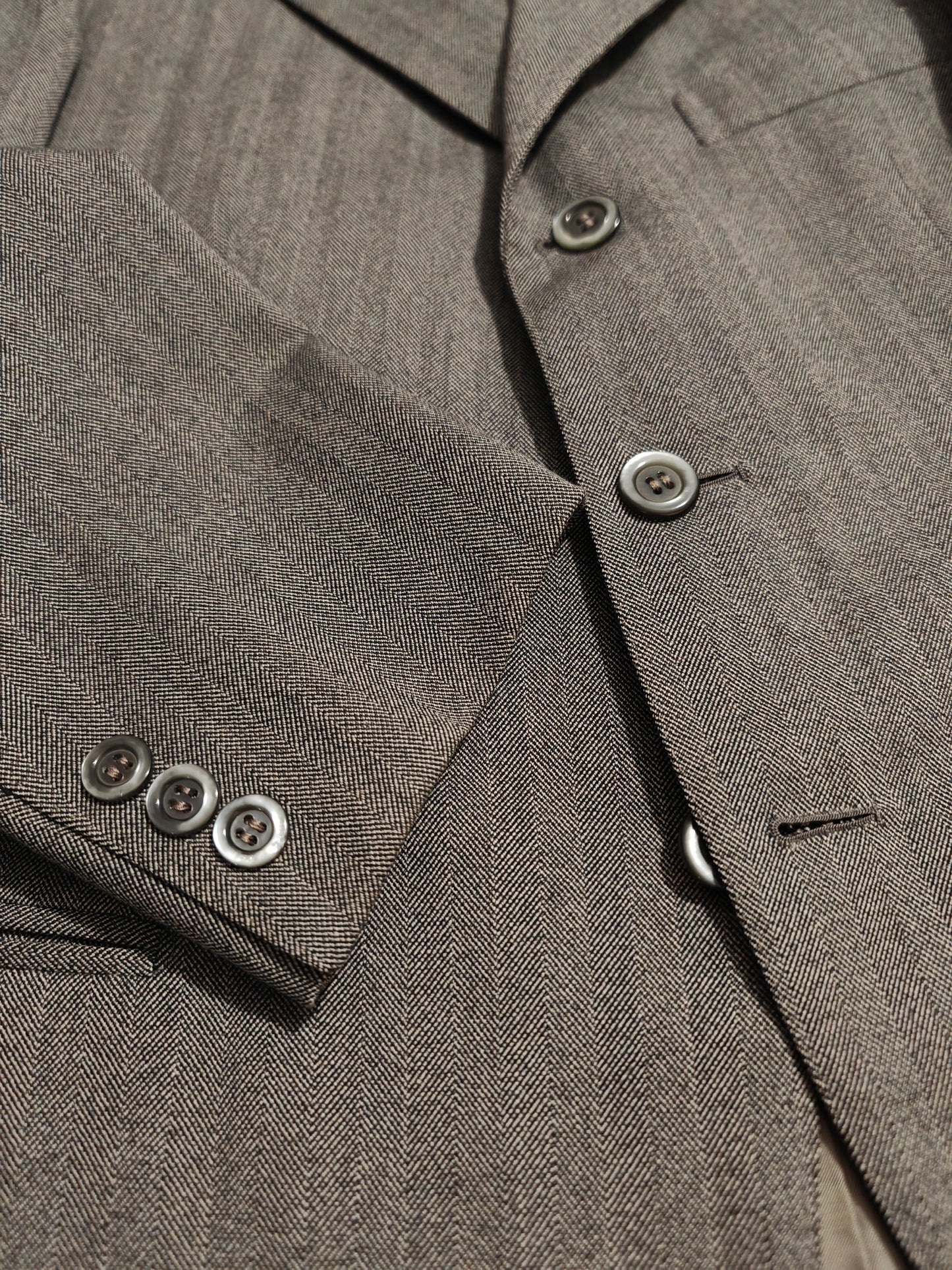 Giacca sartoriale anni '60/'70 herringbone grigio - tg. 46/48 corta