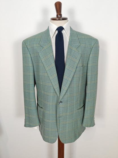 Giacca Corneliani anni '80 check verde acquamarina - tg. 54/56