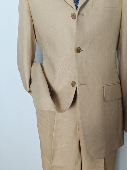 Completo anni '90 in puro lino irlandese beige - tg. 46/48