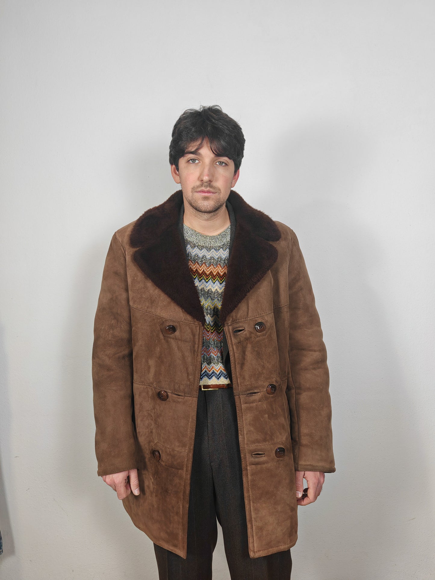 Montone shearling anni '70 marrone - L/XL