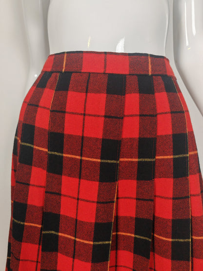 Gonna sartoriale vintage in panno di lana tartan - tg. 42/44