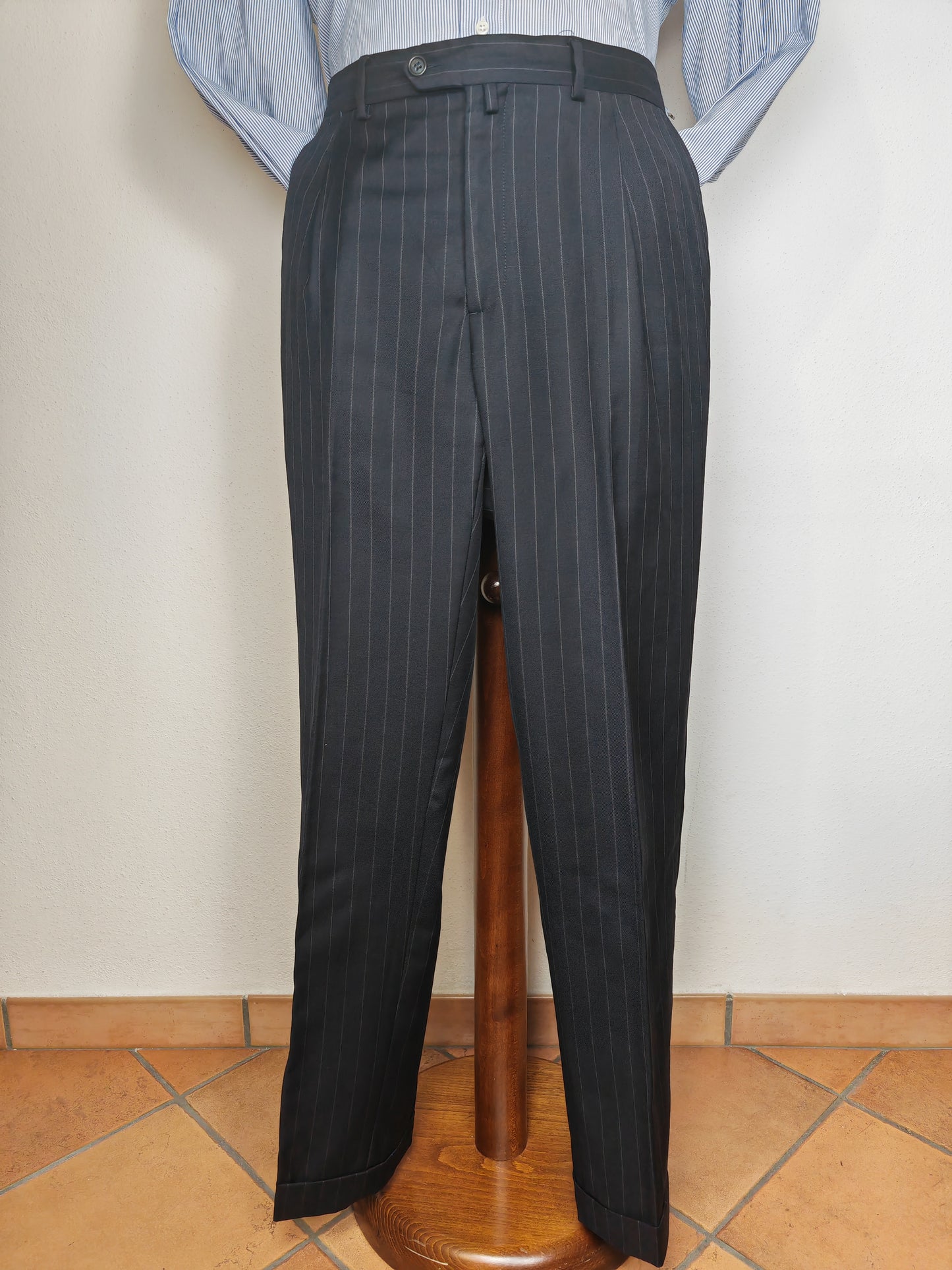 Completo in twill di lana blu gessato - tg. 50/52