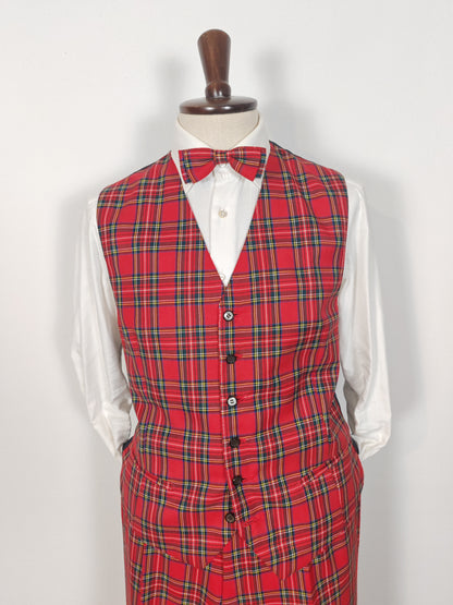 Due pezzi sartoriale in tartan Royal Stewart, tessuto Holland & Sherry - tg. 54