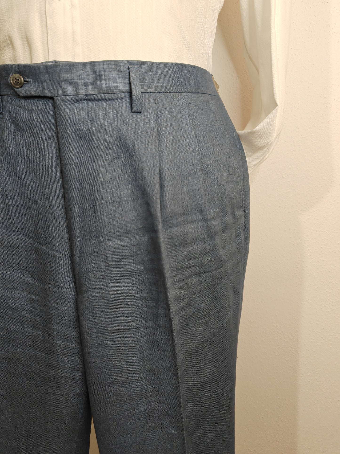 Pantalone in puro lino blu avio - tg. 54