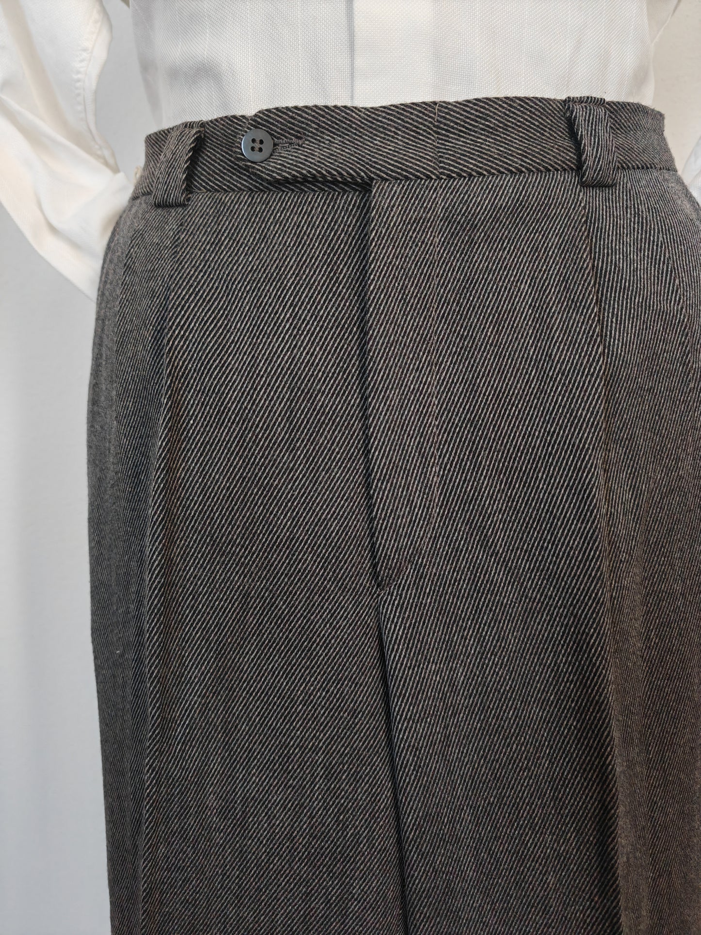 Pantalone grigio in twill di lana anni '80 - tg. 48