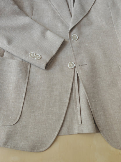 Completo estivo anni '70 in tela misto lino ecru - tg. 48/50
